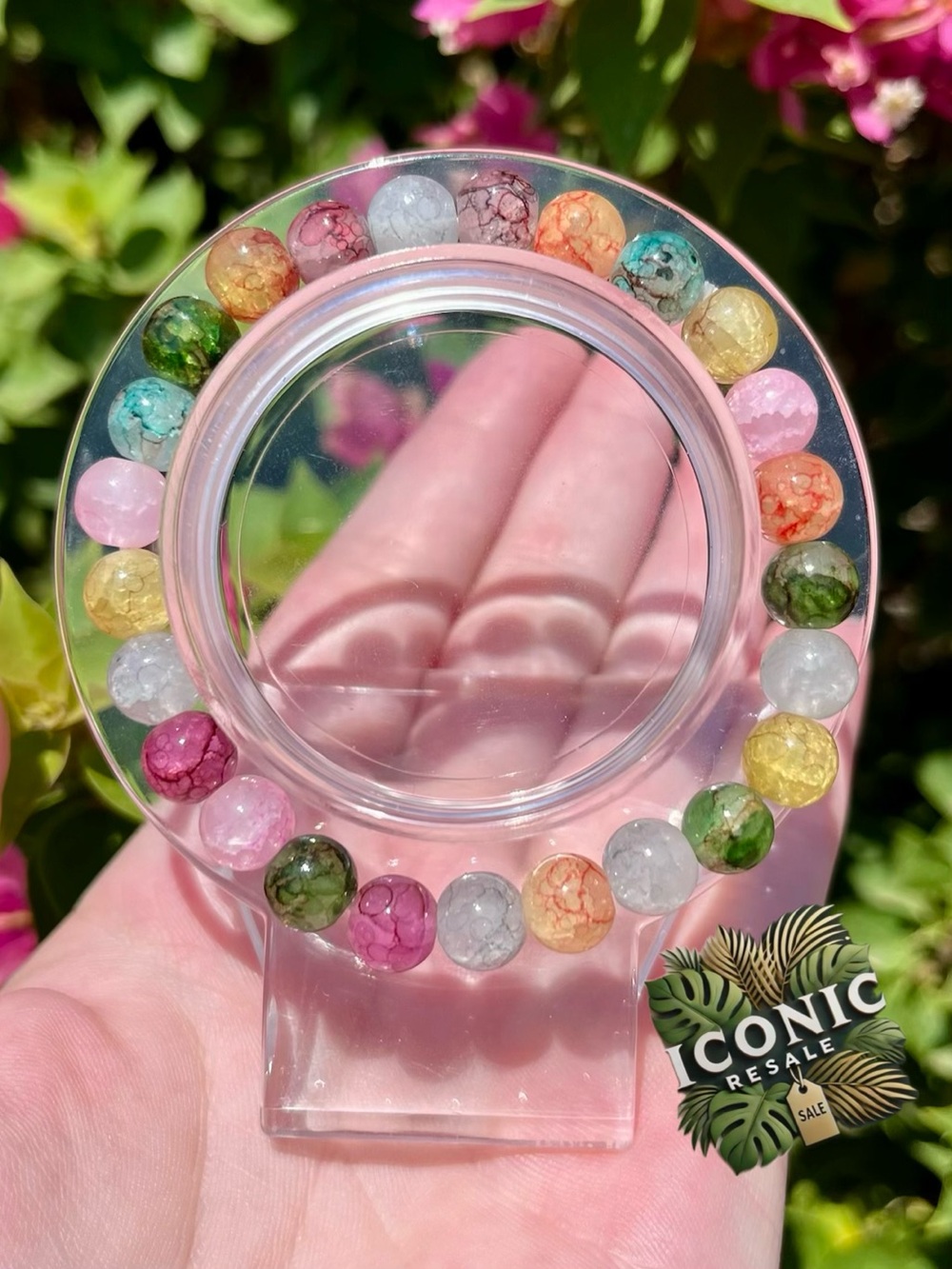 Gumball Crackle Glass Beaded Bracelet NWOT